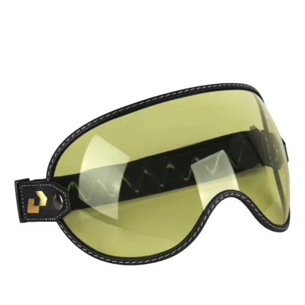 Gafas de moto para casco abierto estilo retro con correa ajustable amarillo