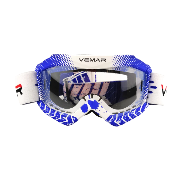 Gafas de moto para niños 16 x 8,5 cm Cristal de PC transparente con protección UV Gafas de moto flexibles para niños Material TPEE Seguras de usar azul
