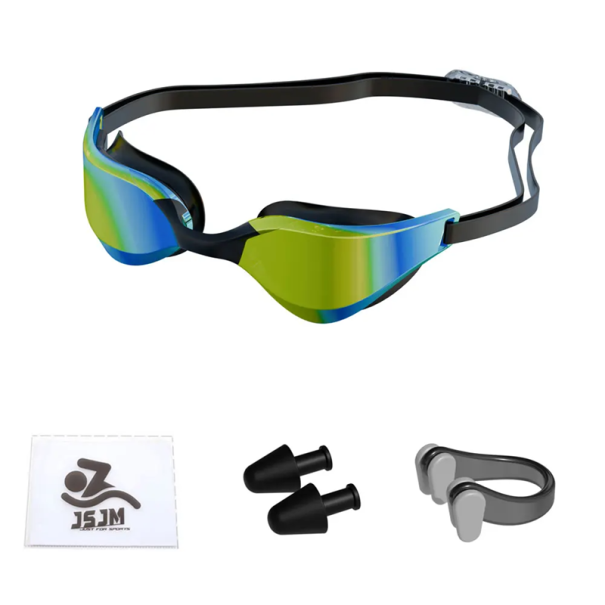 Gafas de natación para adultos 16,5 x 4 cm Protección antivaho Correa ajustable Borde de sellado Natación exterior e interior verde