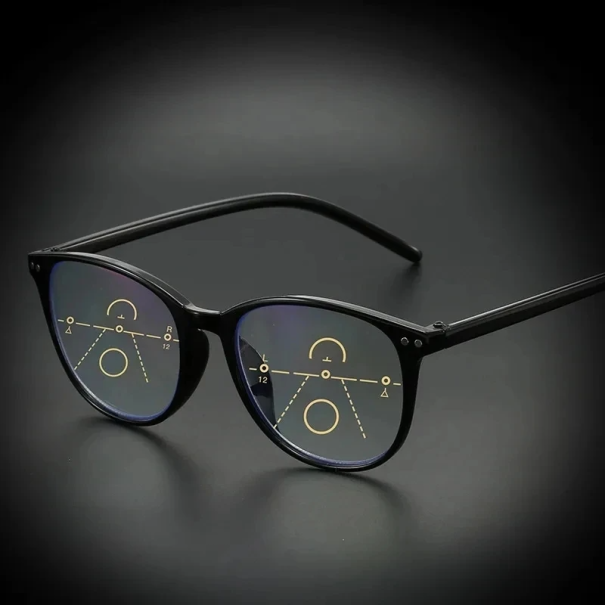 Gafas de plástico multifocales +2,50 Gafas de lectura para mujer con múltiples puntos focales Diseño moderno Cómodas de llevar Corrección de la visión óptica negro