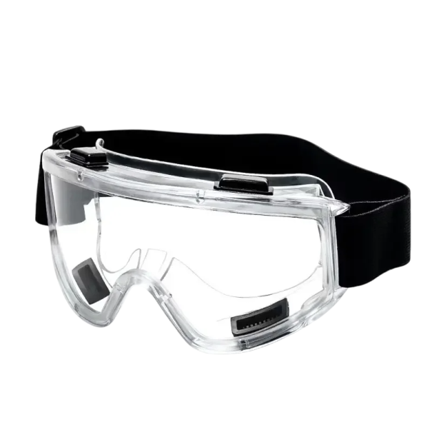 Gafas de seguridad de laboratorio antivaho y antirayaduras Resistentes a impactos y al agua Marco de PVC a prueba de polvo Lente de PC con válvulas color transparente