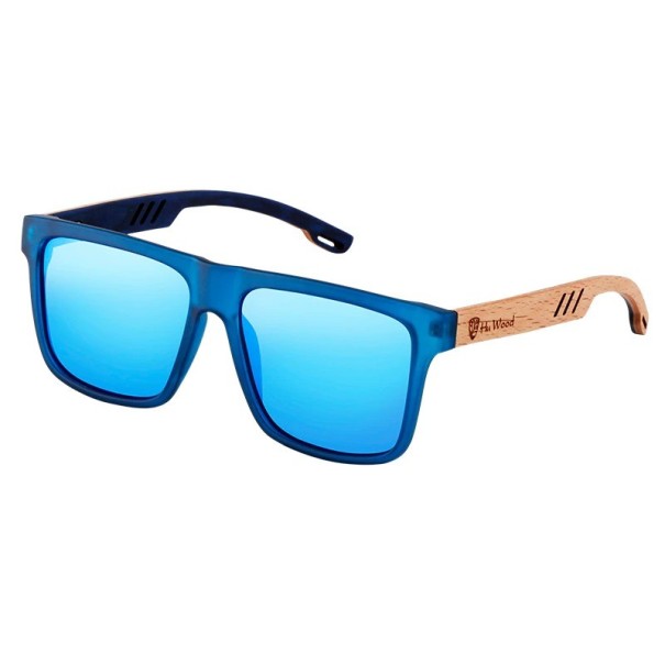Gafas de sol de madera para hombre E1957 azul