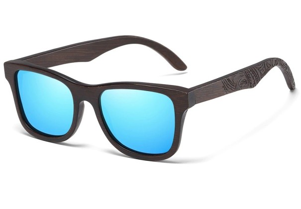 Gafas de sol de madera para hombre E2010 azul claro