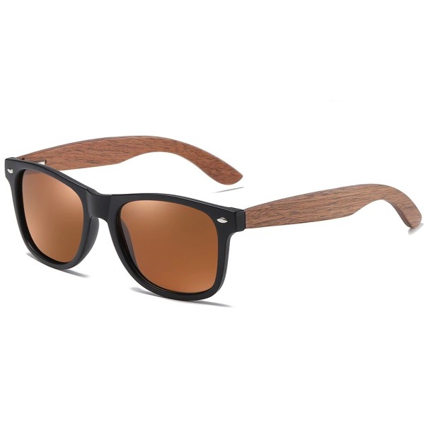 Gafas de sol de madera para hombre E2158 marrón