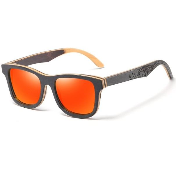 Gafas de sol de madera para hombre E2161 naranja
