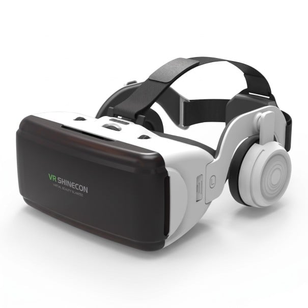 Gafas VR con auriculares para teléfonos móviles de 4,5 a 6,53 pulgadas casco 3D para realidad virtual con correa para la cabeza en color blanco 1