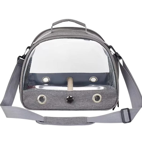 Gaiola de Pássaros Portátil 33 x 24 x 26 cm Gaiola de Viagem para Papagaios com Tigela em Aço Inoxidável, Poleiro e Alça de Ombro 75 x 135 cm 1