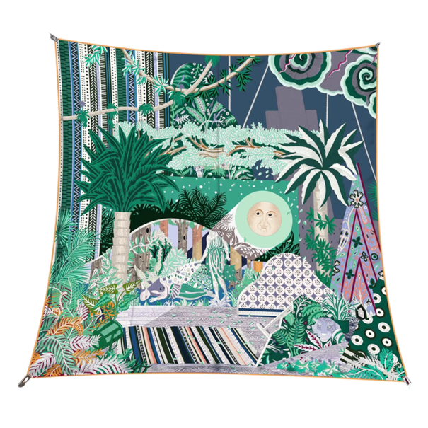 Galerie baroque sur soie Écharpe carrée multifonctionnelle pour la tête, le cou et le corps Accessoire mode féminin 1