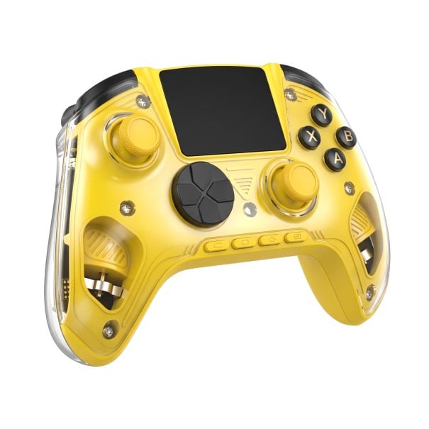 Gamepad 15,5 x 10,9 x 6,3 cm mit Hall-Effekt-Trigger, Bluetooth und 2,4 GHz Empfänger sowie Kabel für PC, Android, iOS und Steam gelb