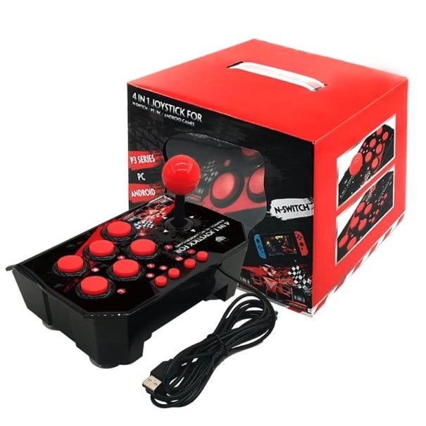 Gaming joystick 4v1 210 x 160 x 150 mm 3m USB kabel TURBO functie Ondersteuning Switch PS3 PC Android TV Grote knoppen Stabiliteit met zuignap Plug 1