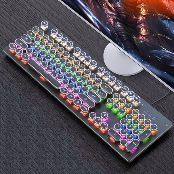 Gaming-Tastatur mit Hintergrundbeleuchtung und runden Tasten schwarz