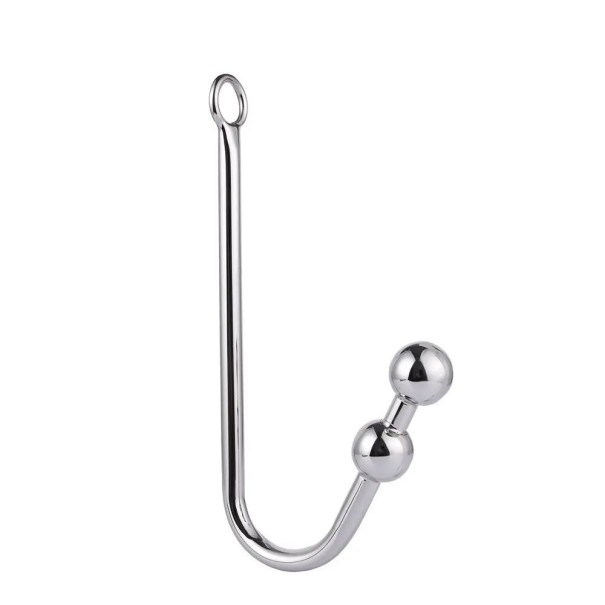 Gancho anal de acero inoxidable con 2 bolas en la punta para una estimulación intensa y un juego seguro, embalaje discreto. 1