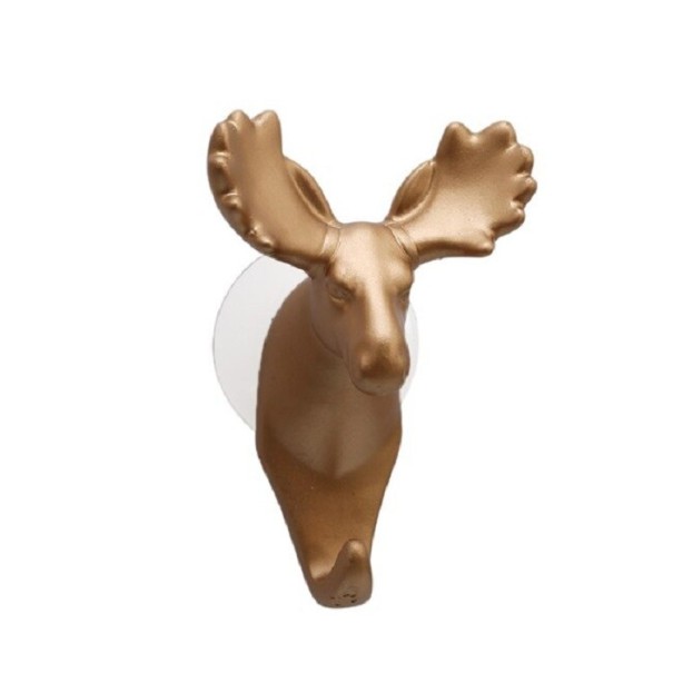 Gancho com ventosa em forma de alce dourado