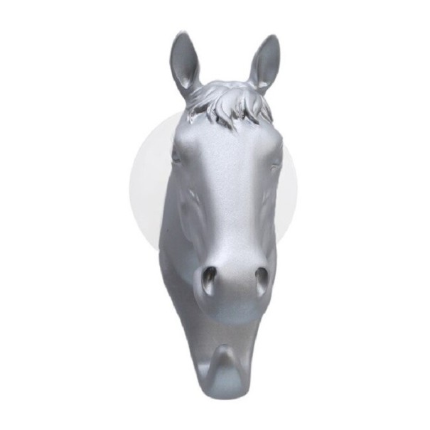 Gancho de ventosa con forma de caballo plateado