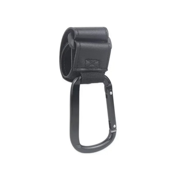 Gancho para carrinho com mosquetão 20 cm Suporte ajustável para saco Correia de compras para pega de carrinho preto