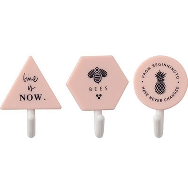 Ganchos adesivos de plástico 3 pcs rosa