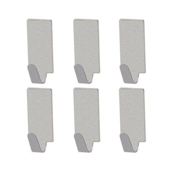 Ganchos autoadhesivos de acero inoxidable 6 uds.