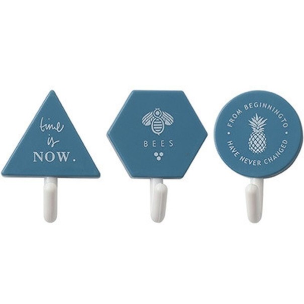 Gancio adesivo in plastica 3 pz blu