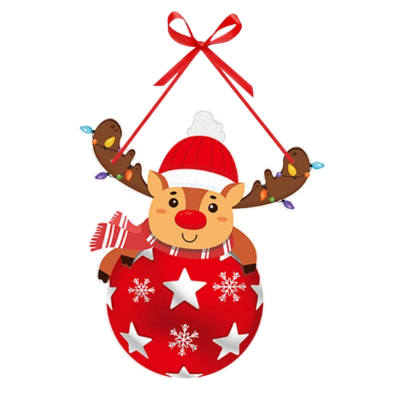 Gancio per porta 31,3 x 28,5 cm Decorazione natalizia con motivo renna Decorazione per porte d'ingresso Decorazione appesa invernale per l'allestimento festivo della casa 1