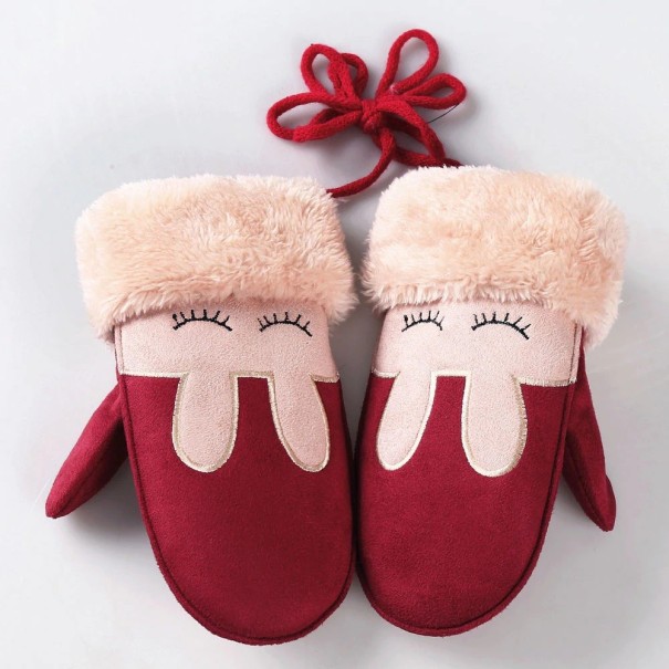 Gants d'animaux mignons pour enfants bordeaux