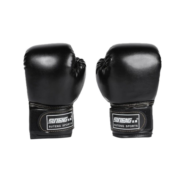Gants d'entraînement de boxe 2 pièces Gants en PU respirant pour MMA karaté sparring gants de sport de combat avec rembourrage en mousse pour la protection des mains noir