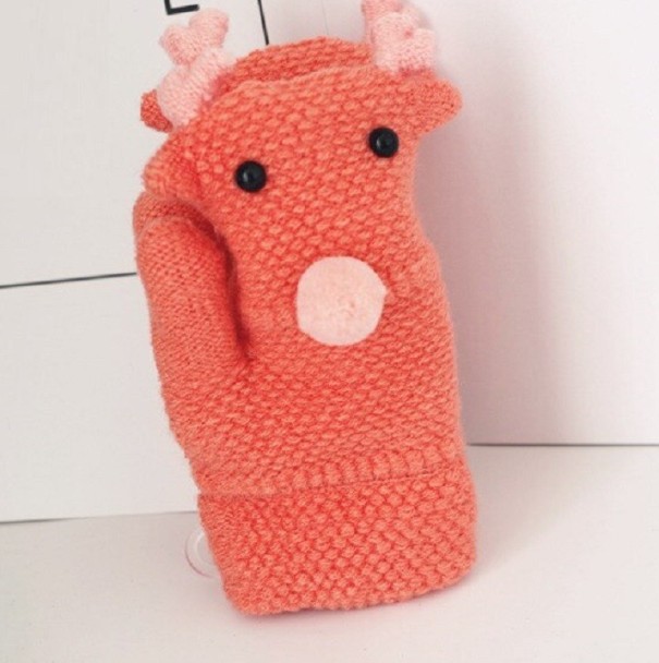 Gants d'hiver pour enfants avec renne A548 orange