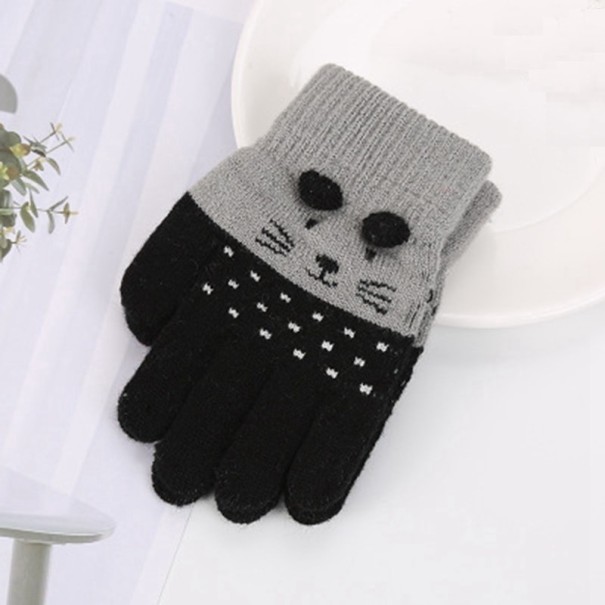 Gants d'hiver pour enfants avec un chat A125 1