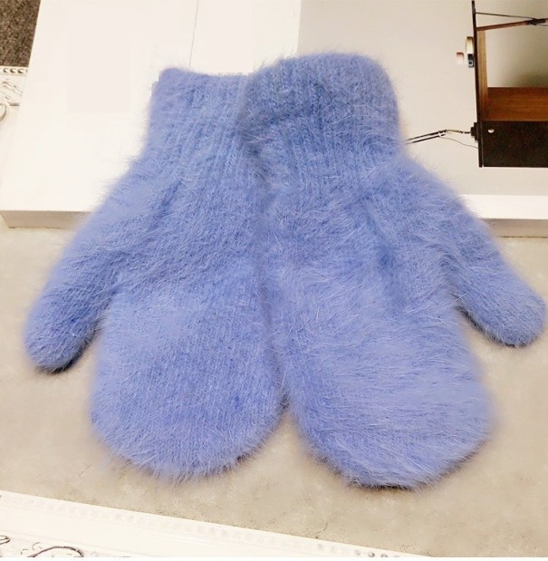 Gants de femme en fausse fourrure J3011 bleu clair