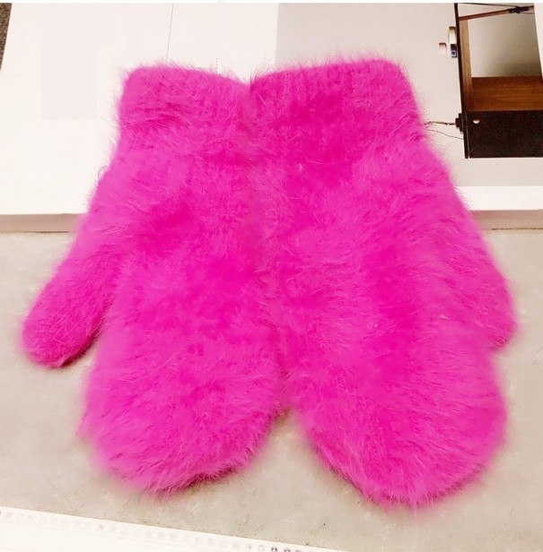 Gants de femme en fausse fourrure J3011 rose
