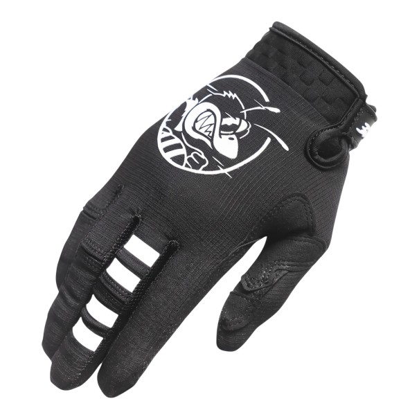 Gants de moto à doigts complets avec impression d'image et fermeture velcro au poignet et paume renforcée pour la conduite tout-terrain noir M