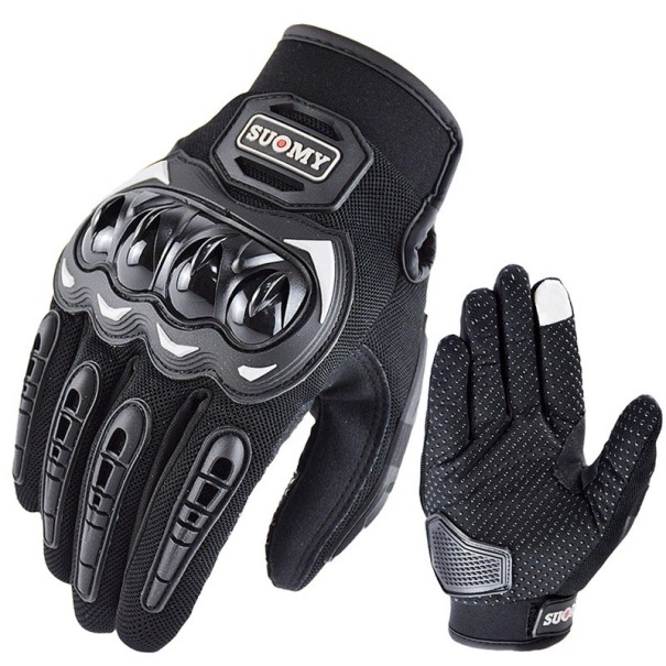 Gants de moto de course à doigts complets respirants unisexes Gants de sport antidérapants Design élégant Durables et portables noir M