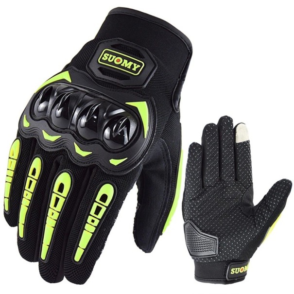 Gants de moto de course à doigts complets respirants unisexes Gants de sport antidérapants Design élégant Durables et portables vert XXL