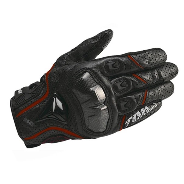 Gants de moto en cuir pour le printemps et l'automne 390 Gants de moto unisexes respirants pour hommes et femmes noir-rouge XL