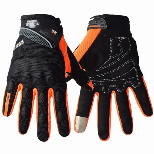 Gants de moto unisex à doigts complets respirants style course Gants de sport antidérapants Design élégant et durable orange M