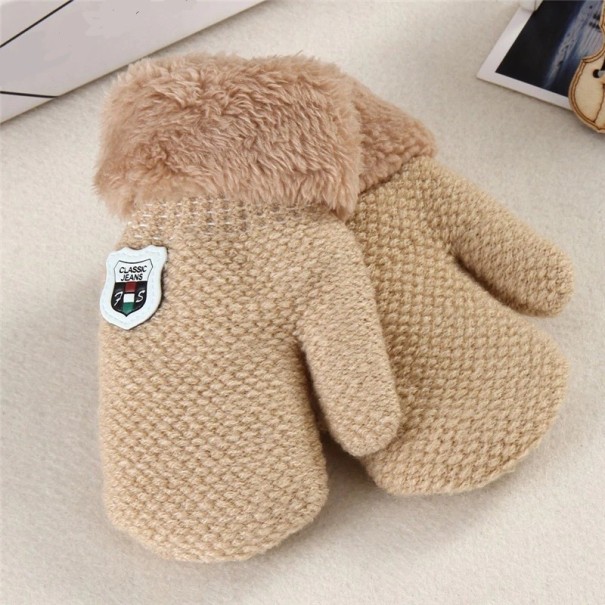 Gants de neige pour enfants avec fourrure J2878 beige
