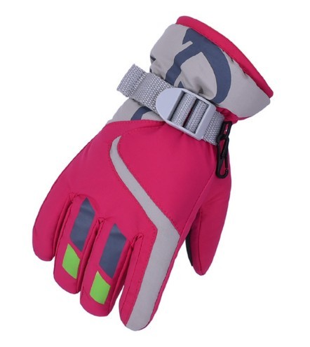 Gants de ski pour enfants de haute qualité rose foncé