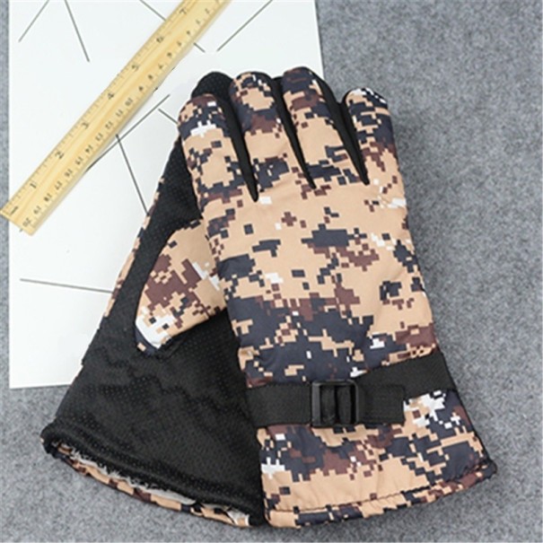 Gants de ski pour hommes avec motif camouflage beige