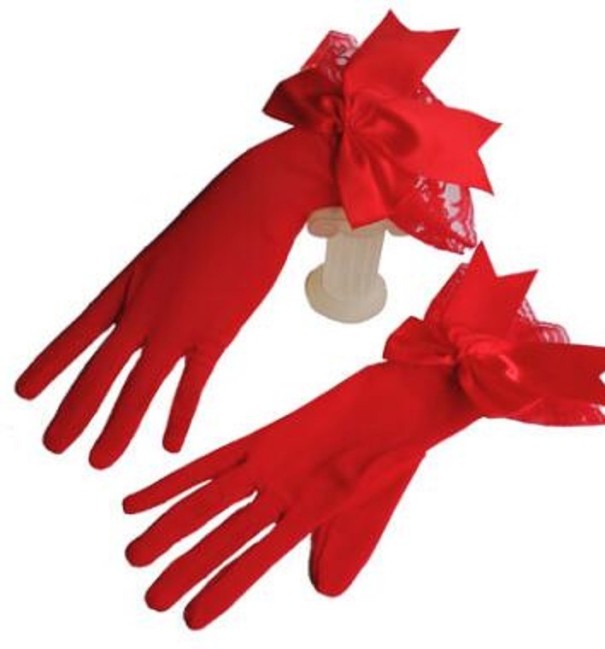 Gants élégants pour femmes avec volants rouge