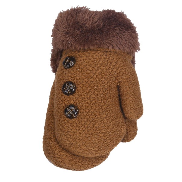 Gants en coton pour enfants avec boutons J872 kaki