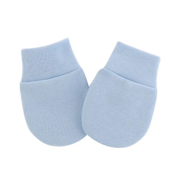 Gants en coton pour enfants taille universelle Gants de protection contre les griffures pour bébés en coton doux bleu clair