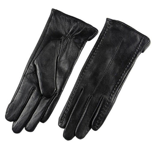 Gants en cuir véritable pour femmes J824 noir L