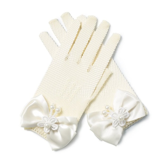 Gants en filet pour filles ivoire
