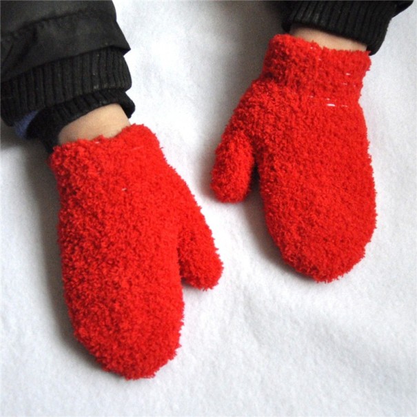 Gants en fourrure pour enfants rouge