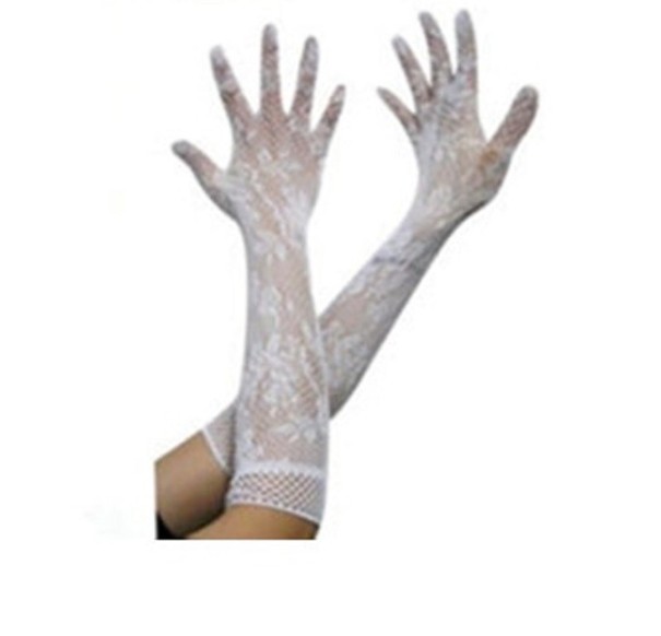 Gants en résille longs pour femmes blanc