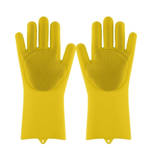 Gants en silicone pour le lavage de la vaisselle jaune foncé