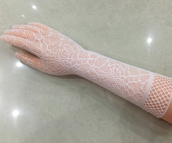 Gants longs pour femmes avec toile d'araignée blanc