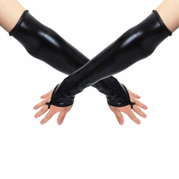 Gants longs pour femmes en simili cuir 1