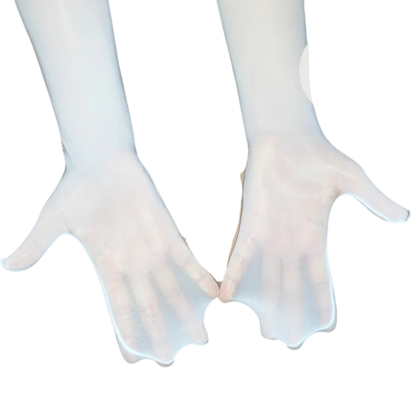 Gants longs pour femmes fins transparents sans couture élastiques en polyester élasthanne respirants accessoire de mode pour occasions sociales blanc