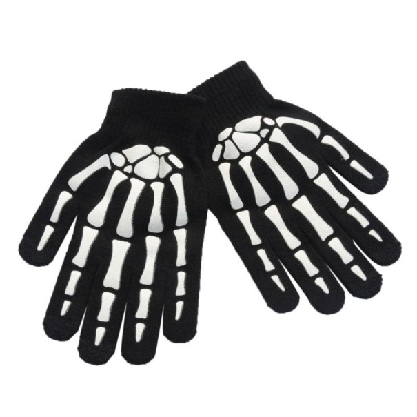 Gants noirs pour femmes avec des os 2