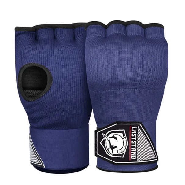 Gants sans doigts avec sangle longue au poignet Gants pour MMA et Muay Thai Gants d'entraînement pour hommes et femmes bleu foncé